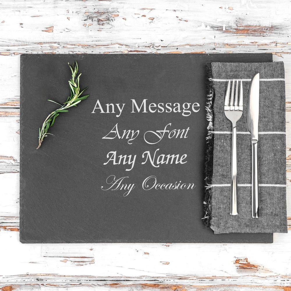 Uniqueful Personalised Engraved Rectangular Natural Slate Serving Platter in Charcoal | Size: 100 cm x 15 cm