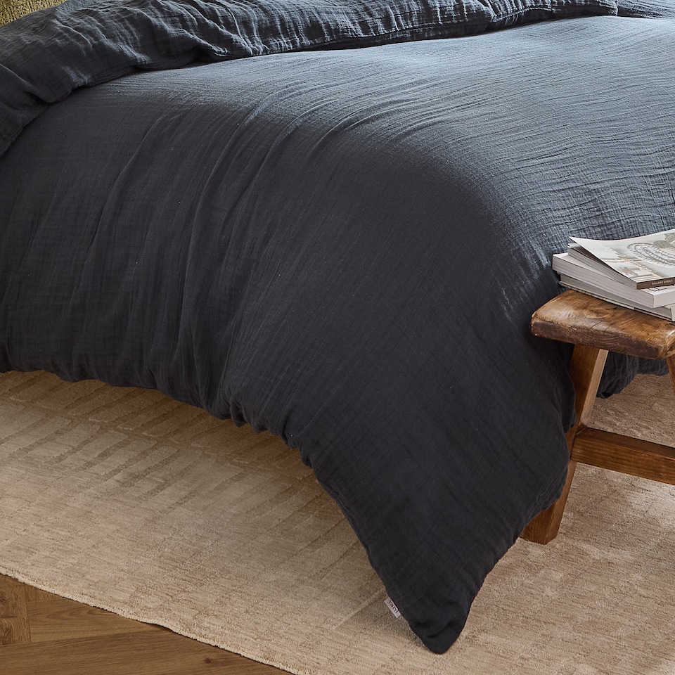 image 1 of Yard Lark Muslin Cotton Duvet Cover Set | Cream | Natural | Double