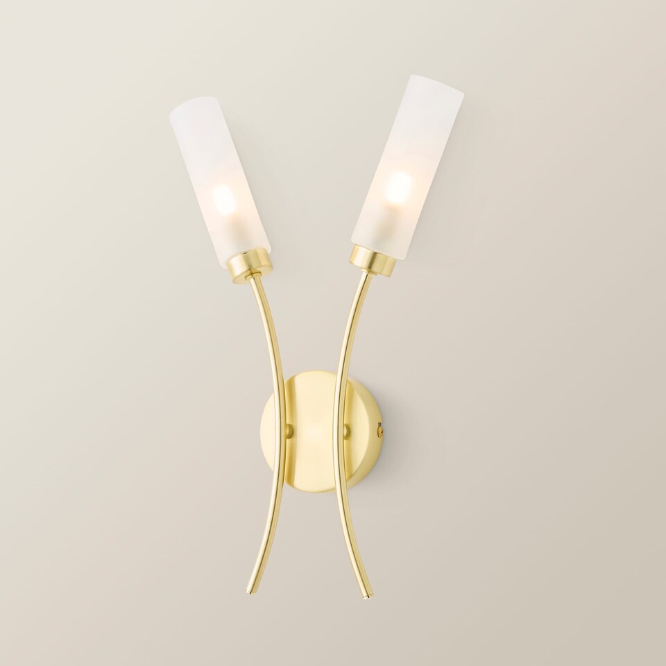 image 1 of ValueLights Maya Brushed Gold 2 Way Curved Upright Wall Light | Gold