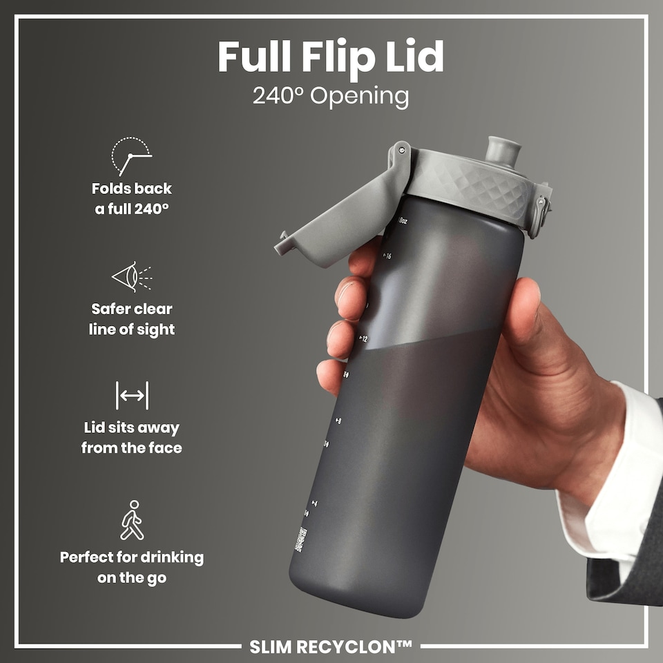 image 1 of Leak Proof Slim Water Bottle, BPA Free, 500ml (18oz) | Grey | Grey | One Size