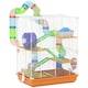 image 1 of Pawhut 5 Tier Hamster Cage Carrier Habitat w/ Exercise Wheels, Orange