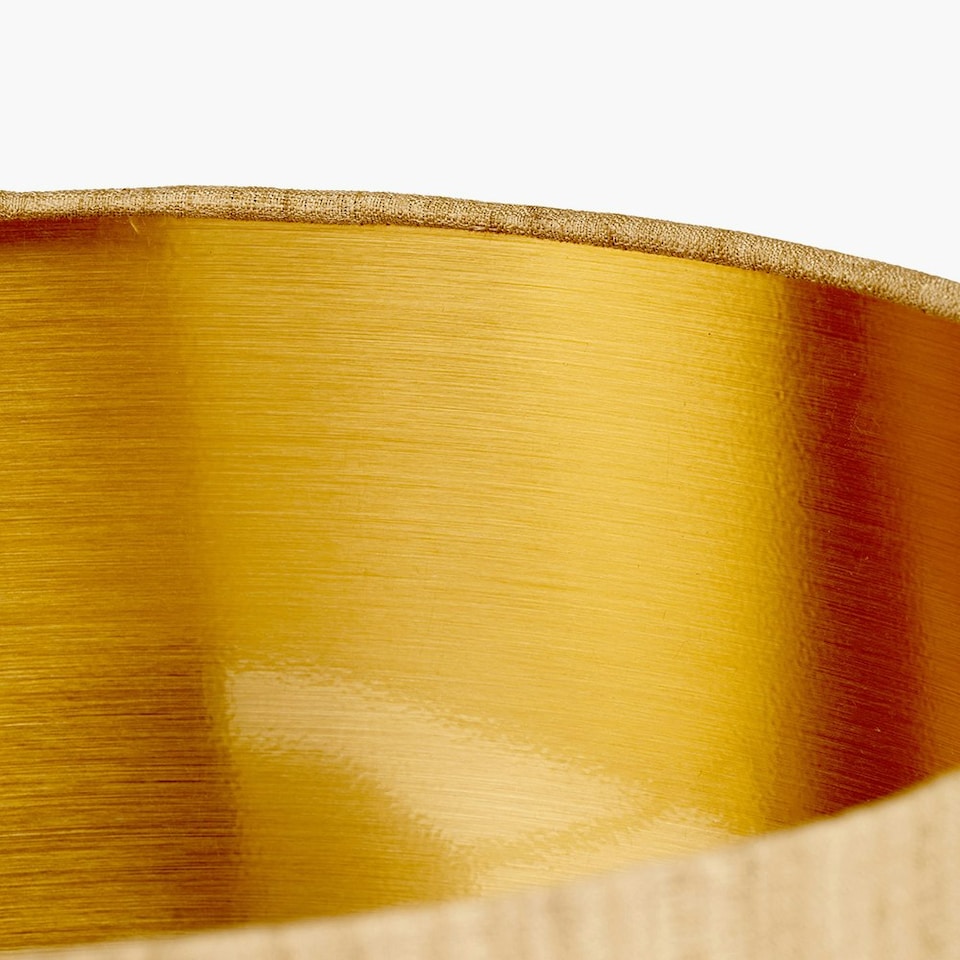 image 1 of 35cm Gold Slubbed Faux Silk Gold Lined Cylinder Lampshade for Table Lamps Gold
