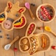 image 6 of Tiny Dining 4pc Bamboo Suction Feeding Set - Unicorn/Orange - Divided Non-Slip Bamboo Baby Self-Feeding Dining Weaning Set