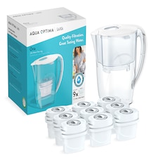 Oria Water Filter Jug & 9 Evolve Filter Cartridges, 2.8L, White - Aqua Optima by LAICA
