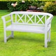 image 2 of Greenhurst Bewdley 2-Seater Wooden Garden Bench – Solid Acacia Hardwood, Weather-Resistant White Finish