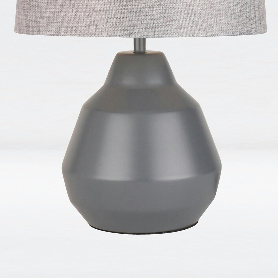 image 1 of First Choice Lighting Pair of Grey 39cm Touch Lamps with Grey Shades Grey | Grey