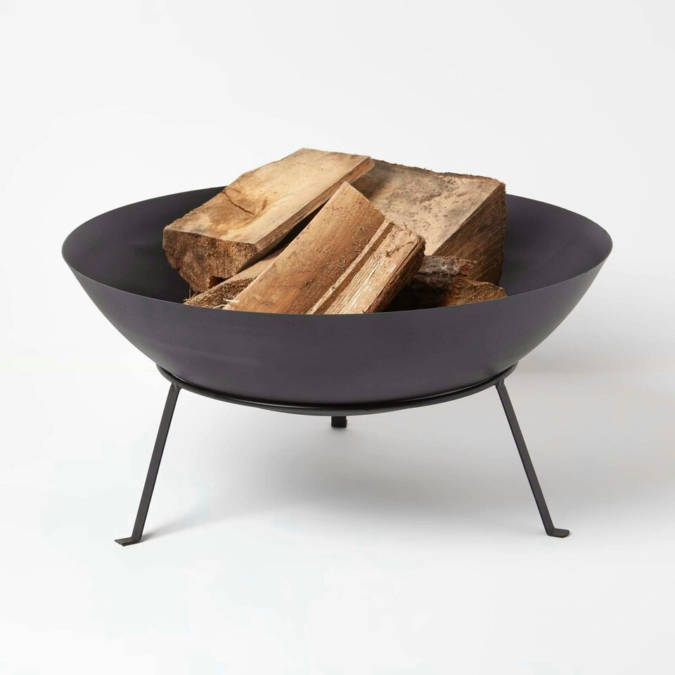 image 1 of Homescapes Metal Fire Bowl with Stand