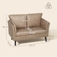 image 3 of HOMCOM 2 Seater Sofa, Modern Small Sofa with Thicken Cushion, High-Resilience Foam, Rubber Wood Legs, Leathaire Upholstered Loveseat Settee for Living Room, Bedroom, Home Office, Light Brown | Brown | Two Seater
