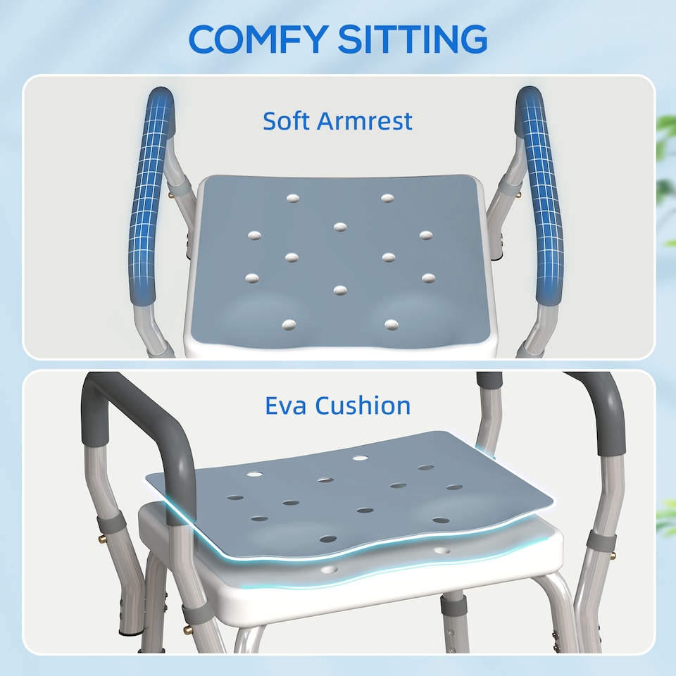 image 1 of HOMCOM Rust-Free Aluminium Bath Chair with Adjustable Height