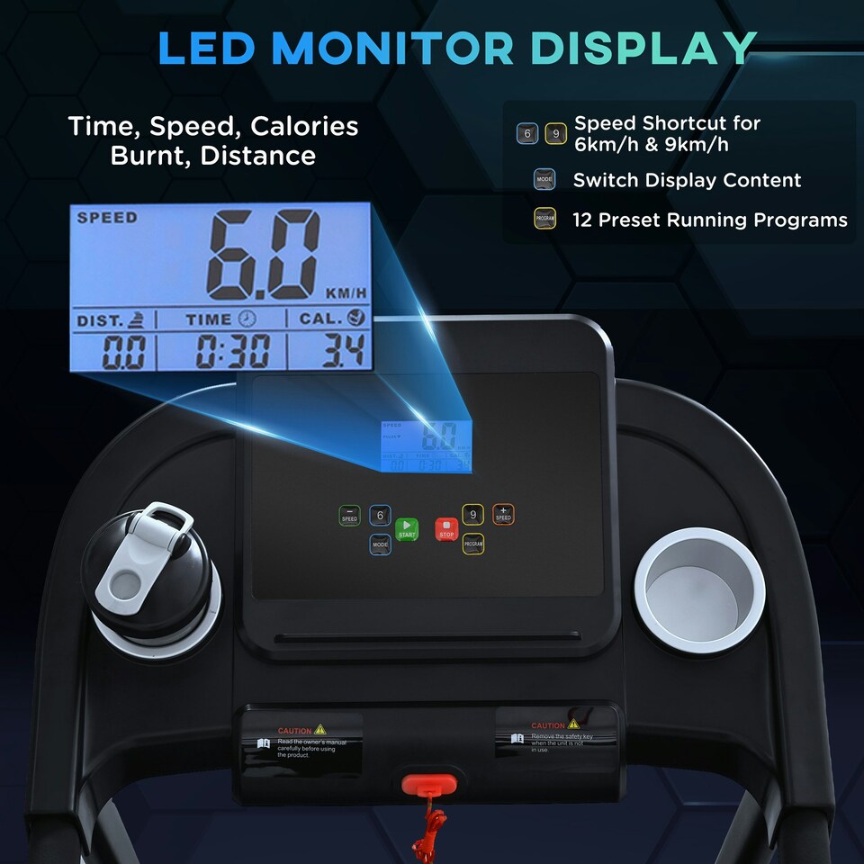 image 1 of HOMCOM Treadmill 1.5HP Electric Motorised Running Machine w/ LED Display