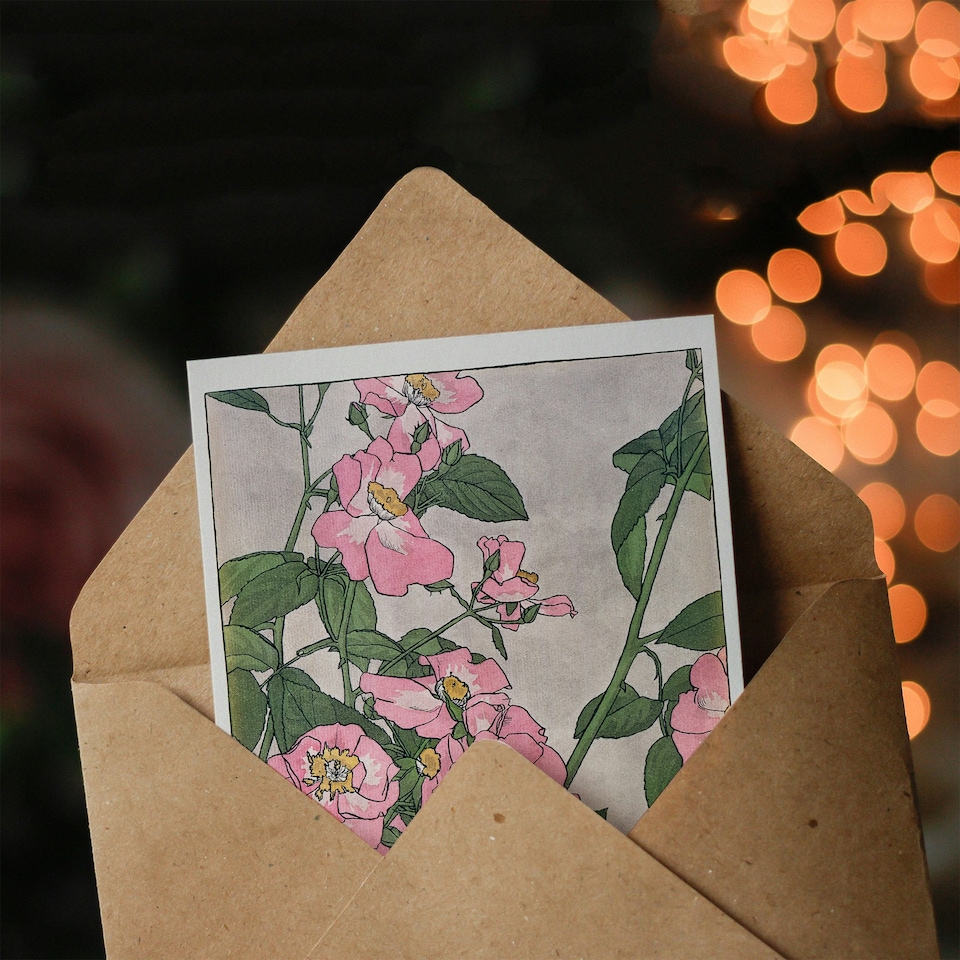 image 1 of Hannah Borger Overbeck Art Card Prairie Rose Flowers