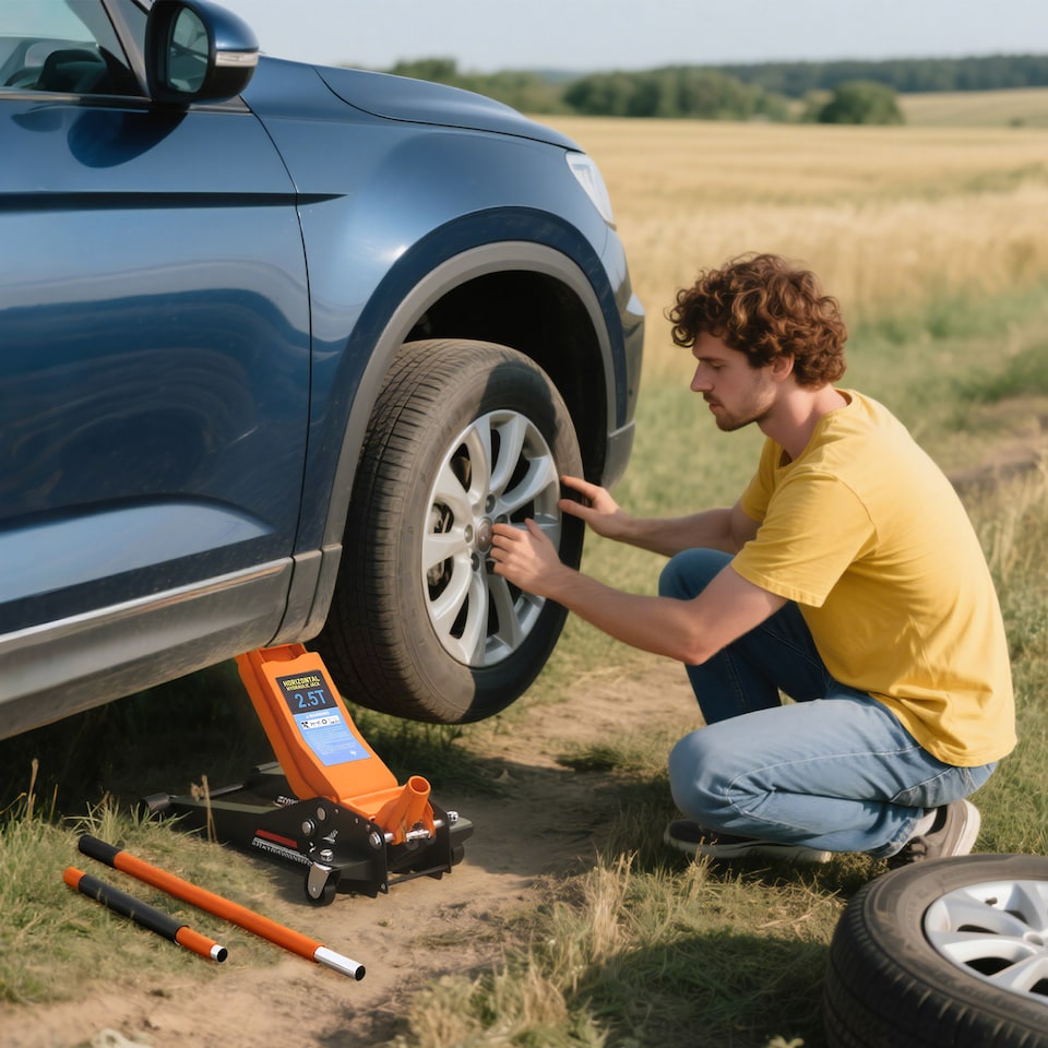 image 1 of HOMCOM 2.5 Ton Hydraulic Low Profile Floor Jack, Heavy Duty Car Trolley Jack Lift with 7.5-47cm Lifting Range, Dual Piston Pump, Wheels, Non-slip Handle for Car Van Garage Tyre Repair Change, Orange