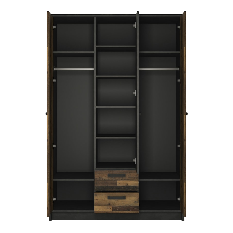 image 1 of Brooklyn 3 Door Wardrobe with 2 Drawers in Walnut and Dark Matera Grey