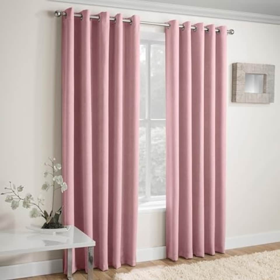 image 1 of Vogue Blush Curtains 90 x 54 inch (229 x 137 cm) Room Darkening Eyelet Thermal Noise Reducing Curtains for Bedroom and Living Room