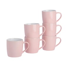 Argon Tableware Coloured Coffee Mugs - 350ml - Pink - Pack of 6 | Pink | Pink | 6