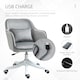 image 4 of Vinsetto Velvet Office Chair, Desk Chair, Makeup Vanity Chair with Massage Lumbar Pillow and Rolling Wheels for Bedroom and Home, Grey