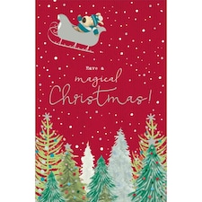 Boofle On Sleigh Open Christmas Card
