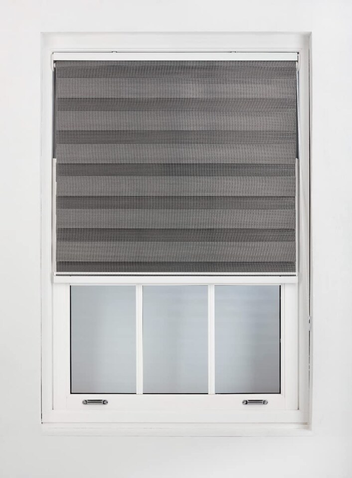 image 1 of Day and Night Zebra Roller Blind 205cm Wide x 165cm Long | Grey | Dark Grey