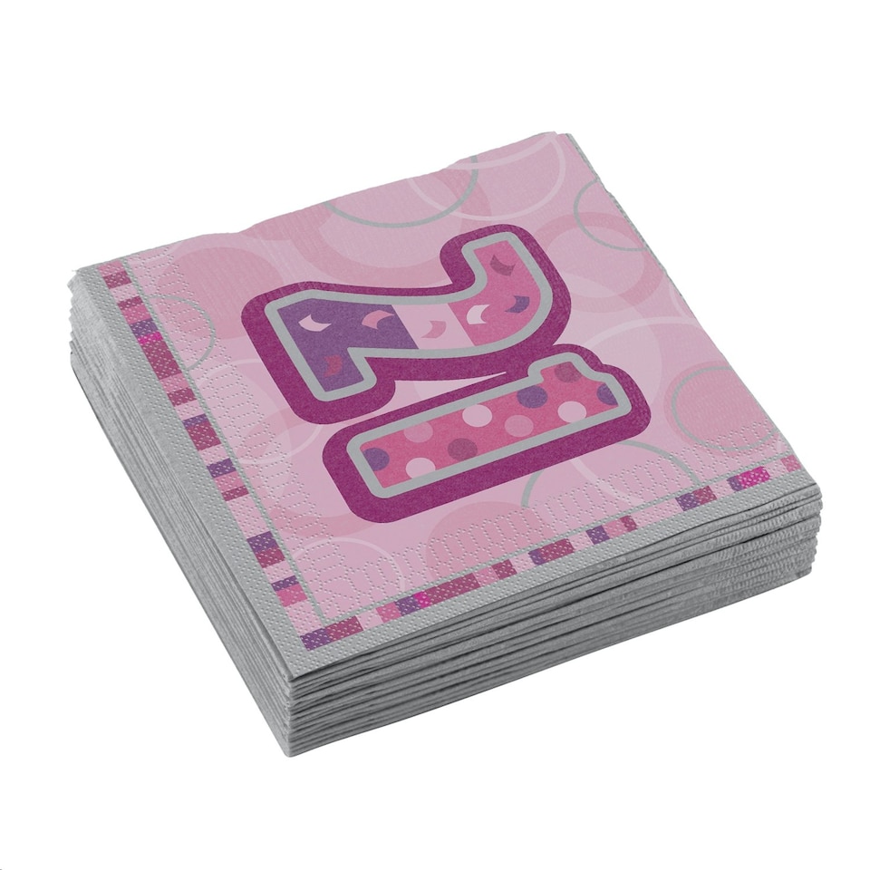 image 1 of Unique Party Paper Glitz 21st Birthday Napkins (Pack of 16) - Pink - One Size
