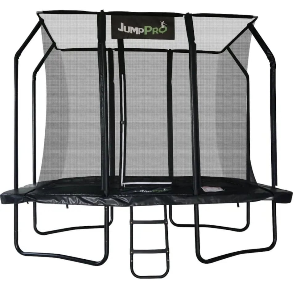 image 1 of 9ft x 6ft JumpPRO® Xcel Black Rectangular Trampoline with Enclosure