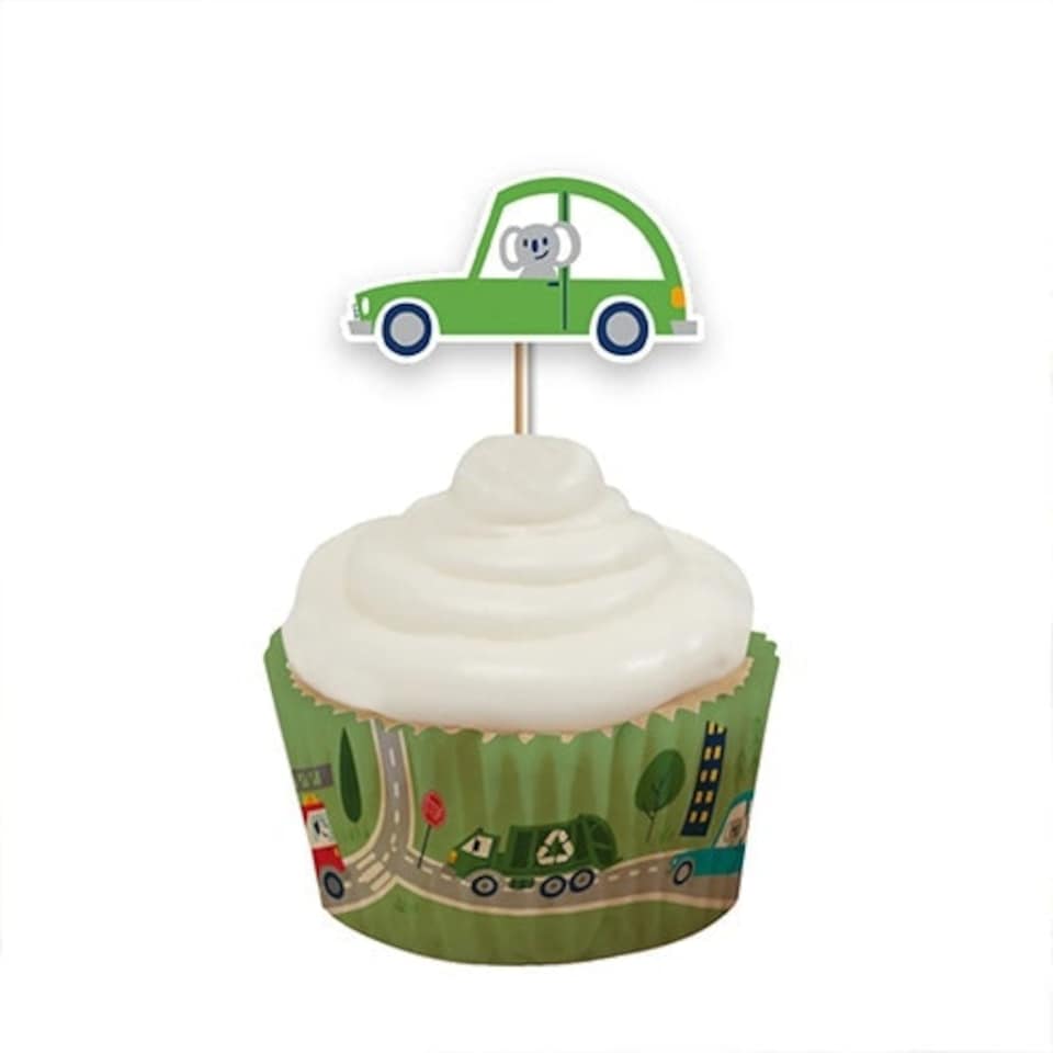 image 1 of Transport with Animals Cupcake Food Pick Toppers - Pack of 12