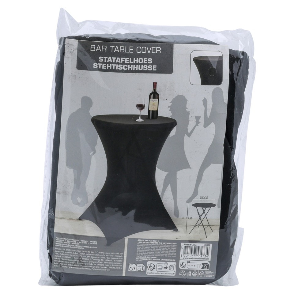 image 1 of Stretch Cocktail Bar Fitted Table Cloth Cover Skirt Spandex Decorative | Black | 4xBlack