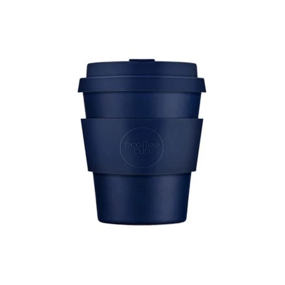 image 1 of Ecoffee Cup 8oz 240ml Reusable Eco-Friendly 100% Plant Based Coffee Cup with Silicone Lid & Sleeve - Melamine Free Travel Mug N/A | Dark Energy