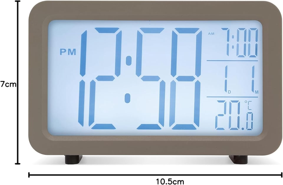 image 1 of Acctim Harley Superbrite Modern Digital Alarm Clock | Grey | Pigeon Grey