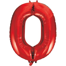 Unique Party Number 0 Giant Foil Balloon - Red - One Size