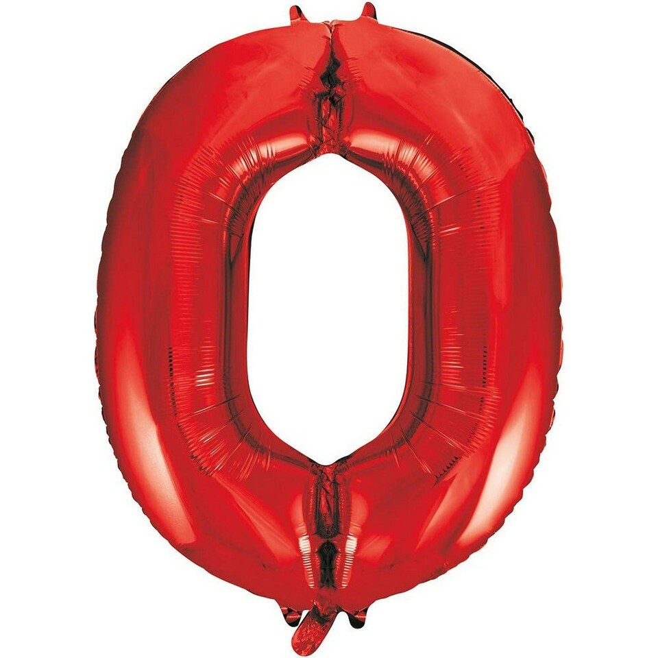 Unique Party Number 0 Giant Foil Balloon - Red - One Size
