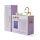 image 1 of Teamson Kids Little Chef Chester Play Kitchen in Purple with Fridge, Stove, 12 Accessories, Shelves & Hooks