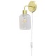 image 1 of Toby - Satin Brass Plug in Wall Light with Lozenge Ribbed Glass Shade