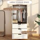 image 3 of HOMCOM 2 Door Wardrobe Brown Wardrobe with 3 Drawer and Hanging Rod Brown