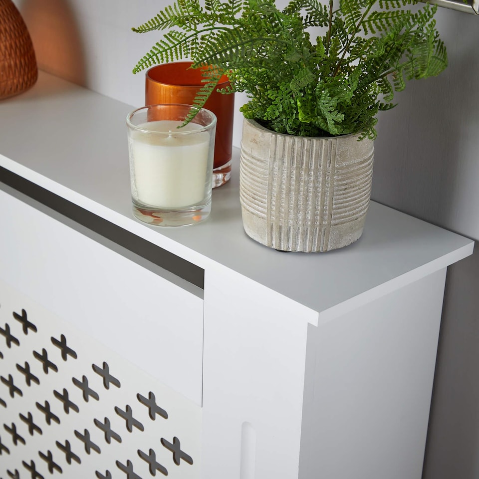 image 1 of Small Radiator Cover MDF Wooden Home Decorative Modern Design | White