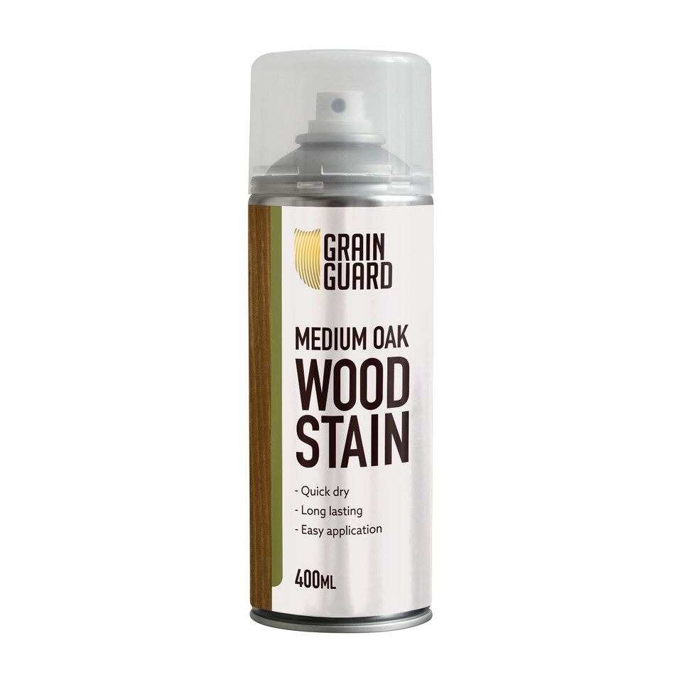 Grain Guard Water Based Wood Stain Spray - Medium Oak - 400ml
