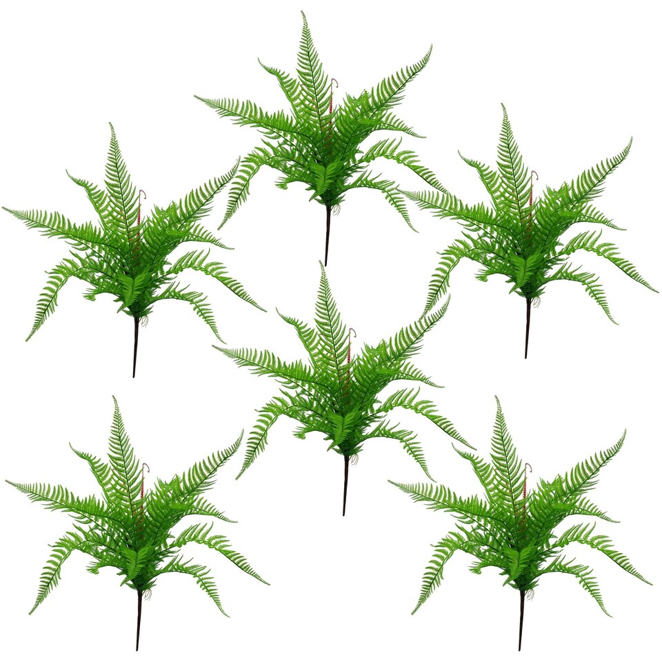 image 1 of 6 x 60cm Artificial Bushy Dixie Wood Fern Dark Green Plant