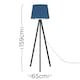 image 3 of ValueLights Barbro Black Tripod Floor Lamp Blue Taper Shade & Bulb
