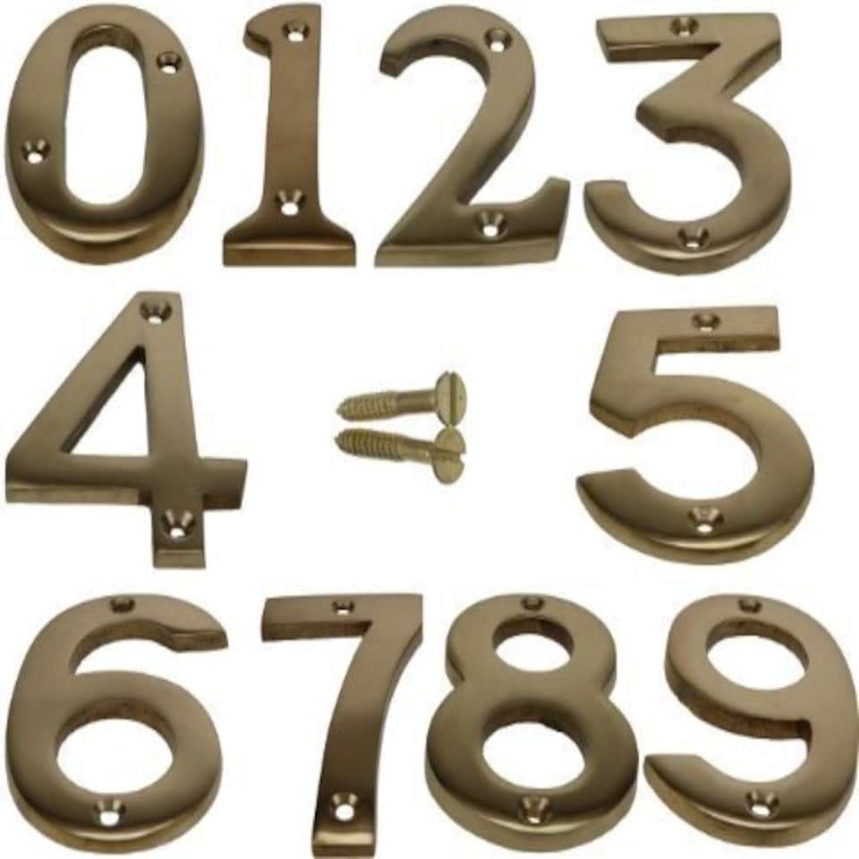 Golden Grace House Door Number in Brass Finish, No. 4 - Numeric Digits Plate, Plates Plaque Gold Sign - 3"