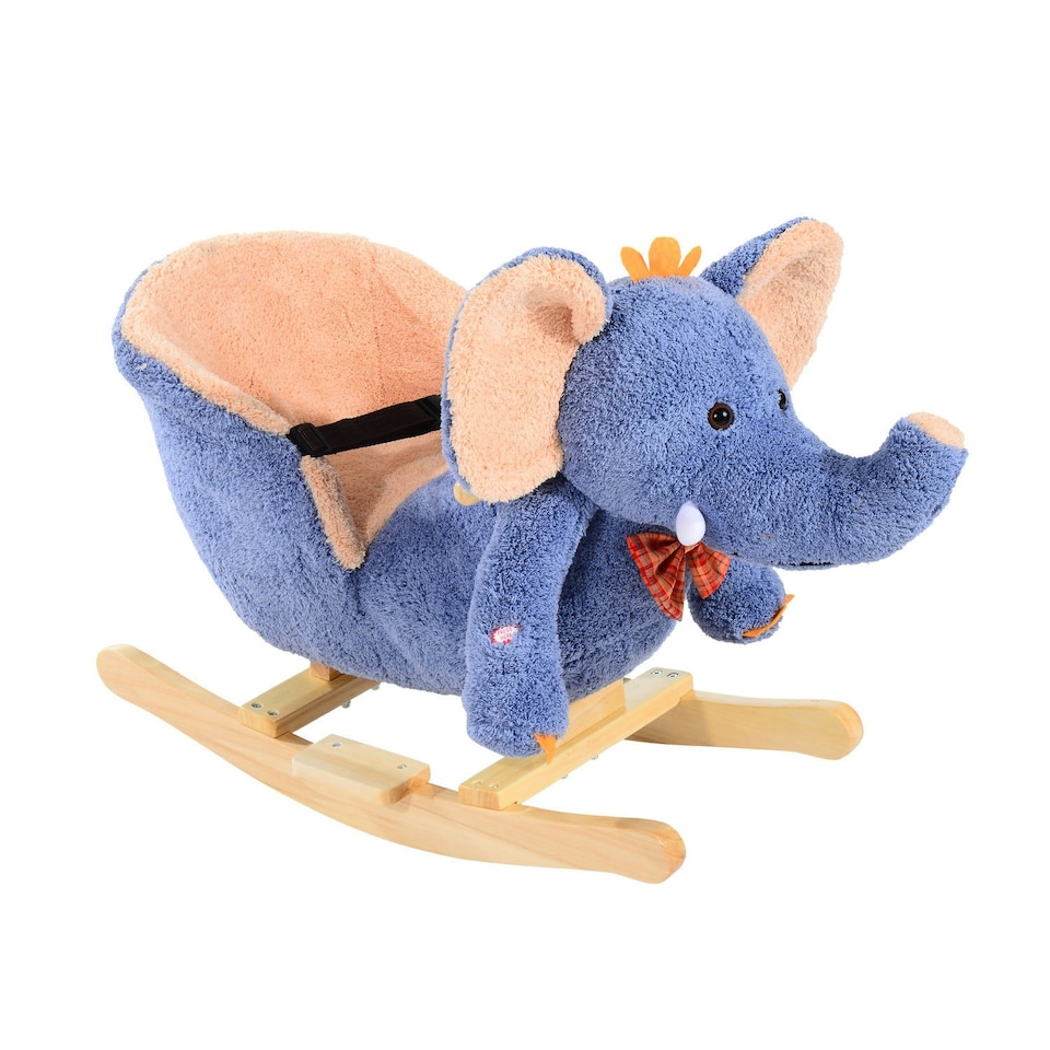 image 1 of HOMCOM Rocking Horse Ride on Toy Seat Belt Safety Toddler Elephant Music
