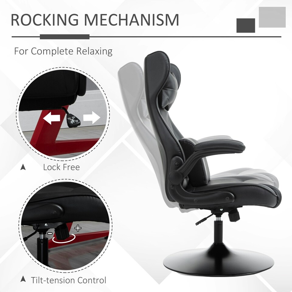 image 1 of Vinsetto Gaming Chair Home Office Chair w/ Swivel Pedestal Base Lumbar Support
