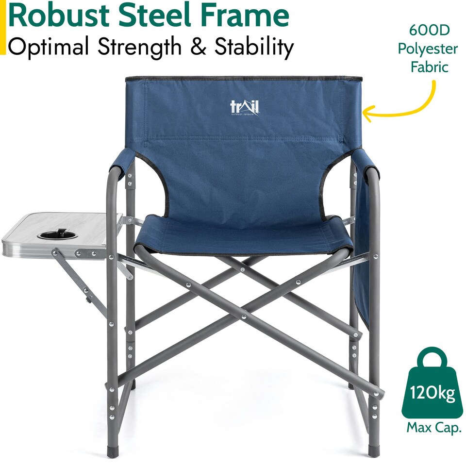 image 1 of Folding Directors Chair With Side Table