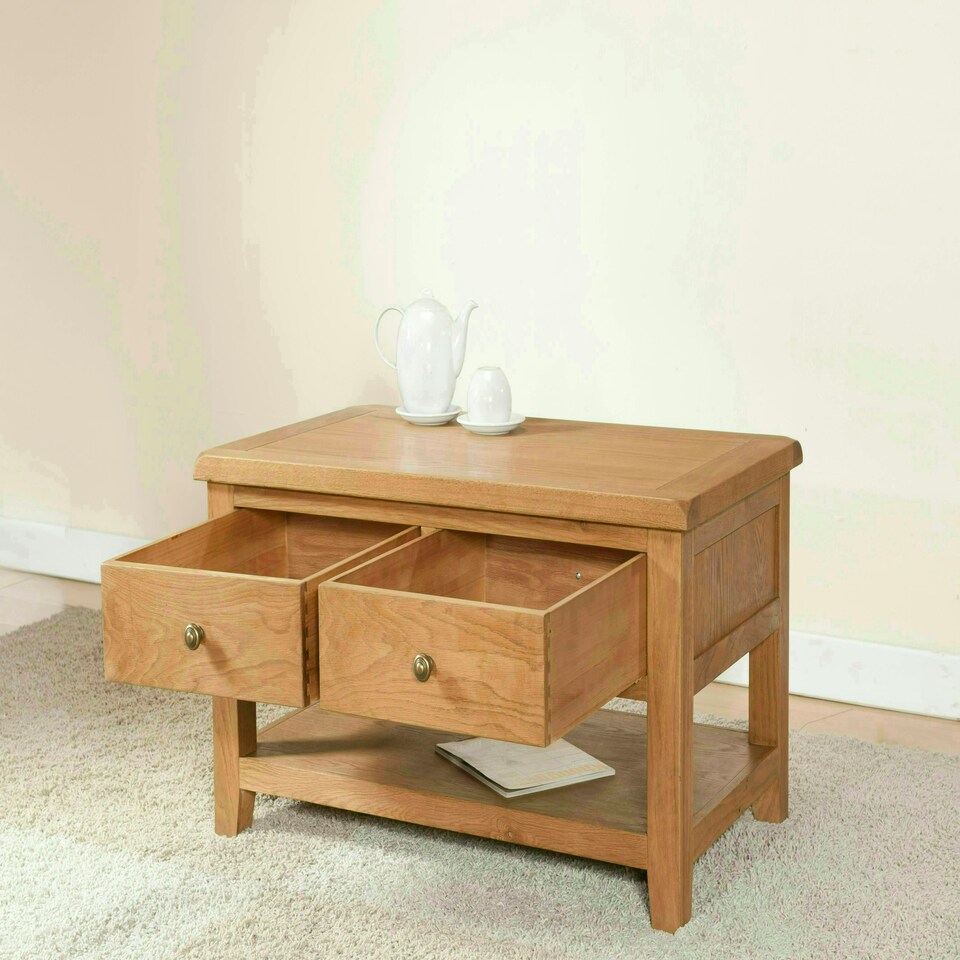 image 1 of Shrewsbury Coffee Table with 2 Drawers - L60 x W100 x H50 cm - Oak Brown