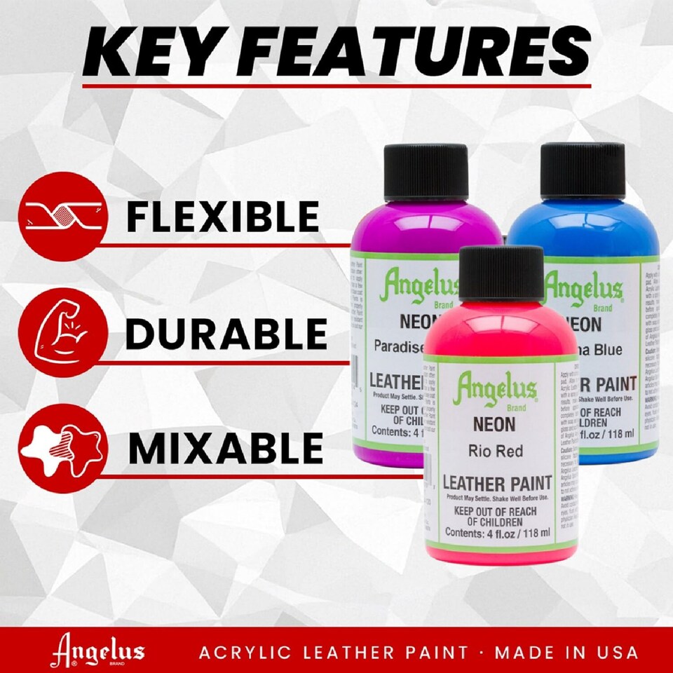 image 1 of Angelus Neon Leather Paint for Sneaker Customs and Shoes 4oz