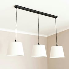 ValueLights Rory Tapered Cream Boucle Lamp Shade 3 Drop Ceiling Pendant Light Black