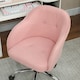 image 8 of HOMCOM Fluffy Vanity Chair for Desk, with Height Adjustable, Wheels, Pink | Pink