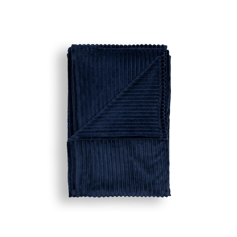 image 1 of BHS Luxury Ribbon Velvet Throw, Navy Blue | Navy