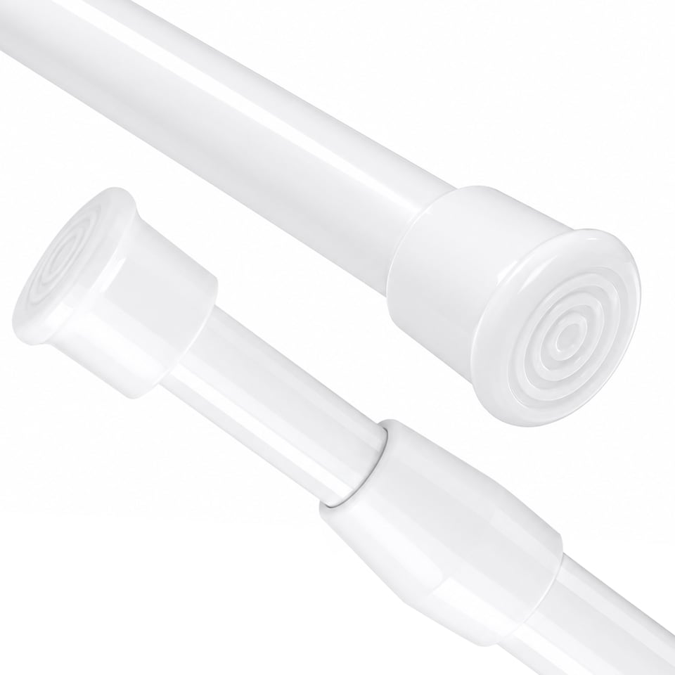 image 1 of 60cm-110cm White Extendable Curtain Poles for Net Curtains - 2pcs