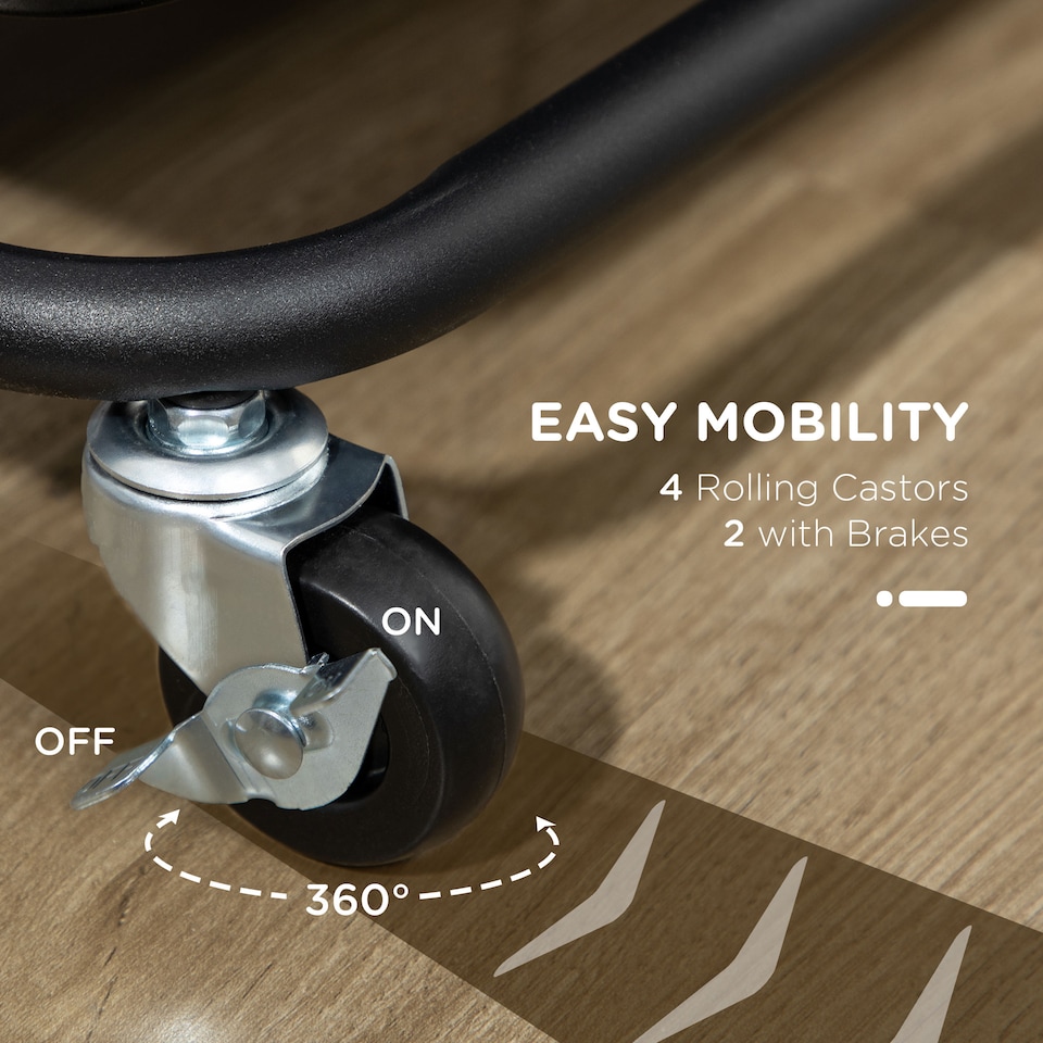 image 1 of HOMCOM 3 Tier Utility Rolling Cart, Kitchen Cart with 3 Removable Mesh Baskets, 3 Hanging Box, 4 Hooks and Dividers for Living Room, Laundry, Garage, Black