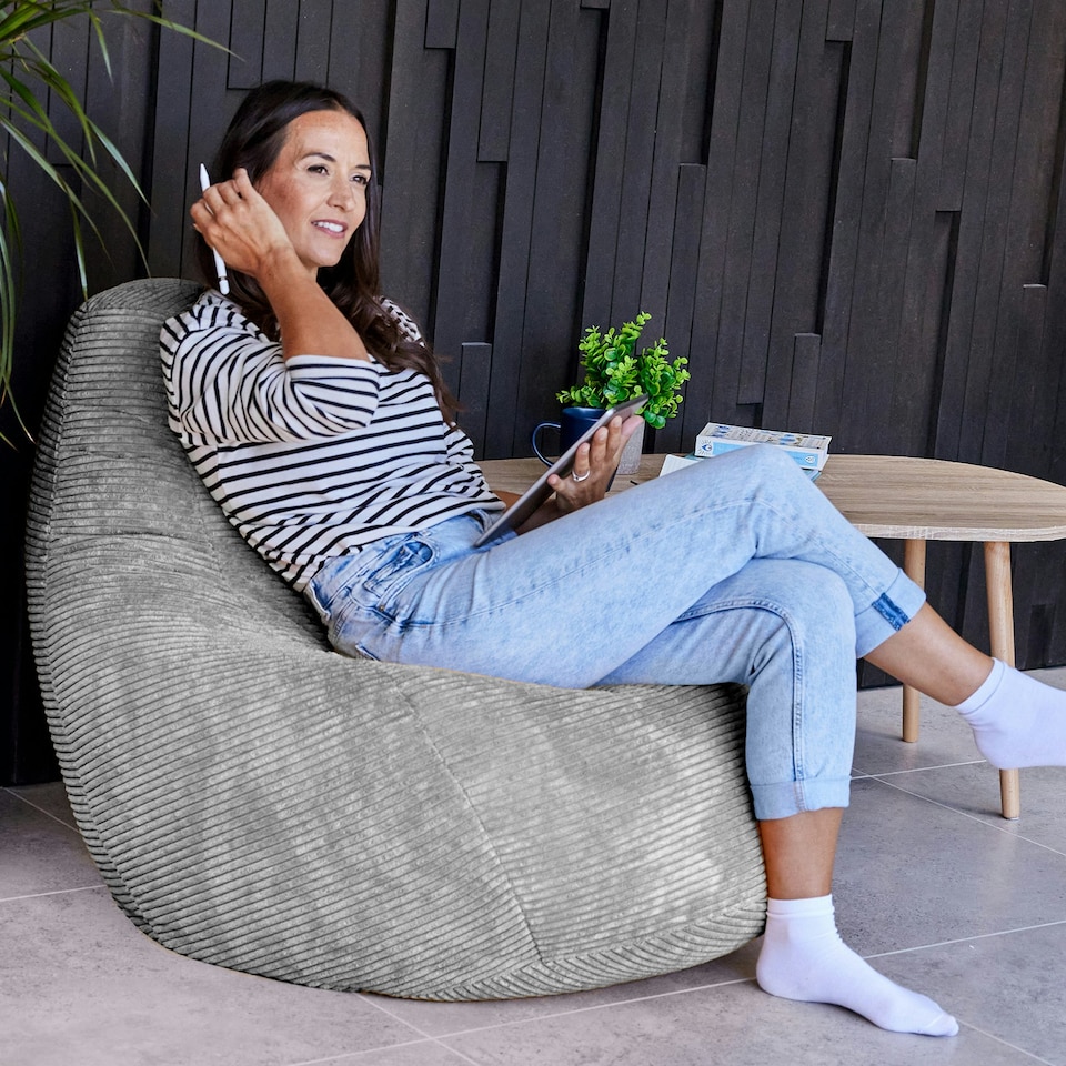 image 1 of icon Dalton Medium Beanbag Corduroy Light Grey Grey