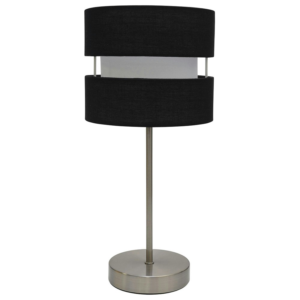 K LIVING Chrome Table Lamp Layer Fabric Lamp Shade Black